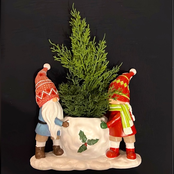 Christmas Holiday Gnome Planter with Pine Tree, Decor - Picture 3 of 12